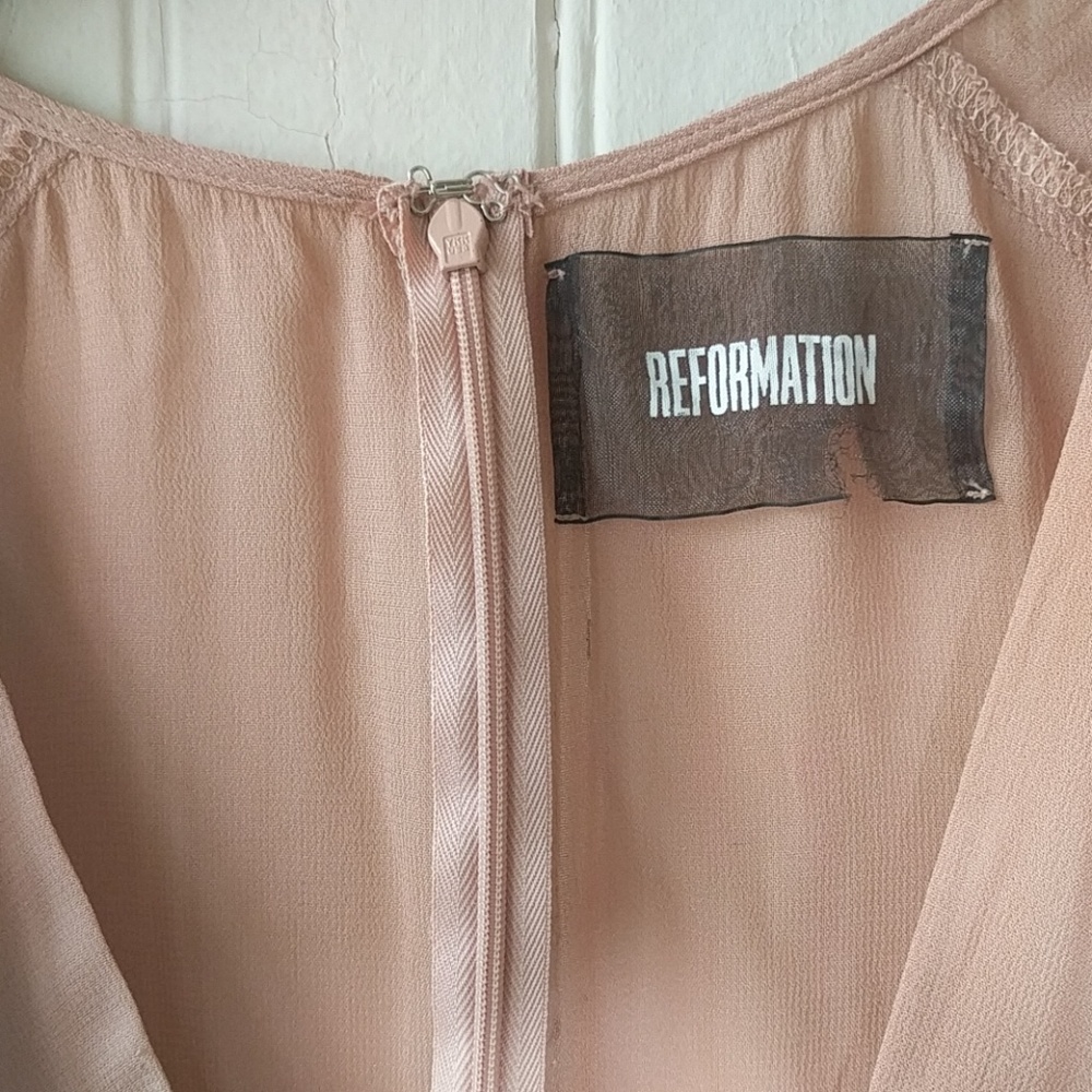 Reformation Thalia blush pink tulle midi dress 2P - Picture 6 of 8